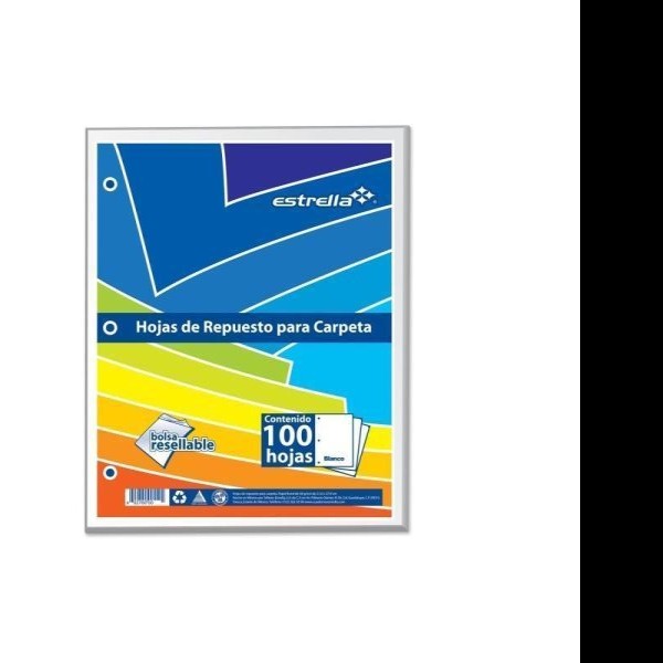 HOJA PCARPETA CTA. ESTRELLA 558 BLANCO PAQ.C100H. C.20